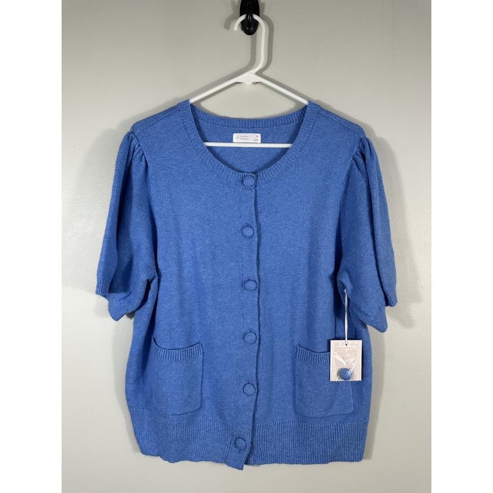 Lauren Conrad Cardigan‎ Womens XL Blue Preppy Twee Puff Sleeve